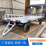 With Fence Type Four-Wheel Heavy Flat Trailer Revolving Support Type Heavy Trailer Factory Traction Platform Trolley