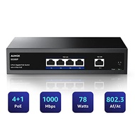 Aumox 5 Port Gigabit PoE Switch, 4 Port PoE 78W, Gigabit Ethernet Unmanaged Network Switch, Sturdy M