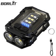 BORUiT EDC LED Keychain Flashlight Type-C Rechargeable Work Light With Magnet & Cilp Portable Campin