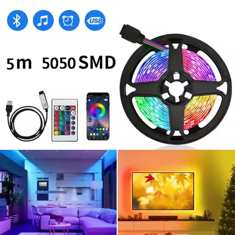 RGB 5050 LED Strip Light Remote App Control Flexible Ribbon Tape TV Led USB 5V Led Backlight for PC 