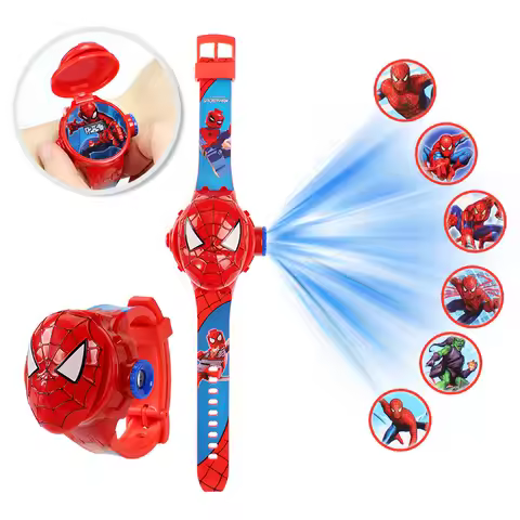 Fashion Cartoon Spiderman Projection Watch for Children Toys Iron man Captain Kids Watches Student G