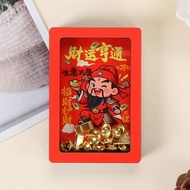 【Shipment within 24 hours‌】Kulkas magnet kayu dewa kekayaan tahun baru bingkai foto kartun kreatif h