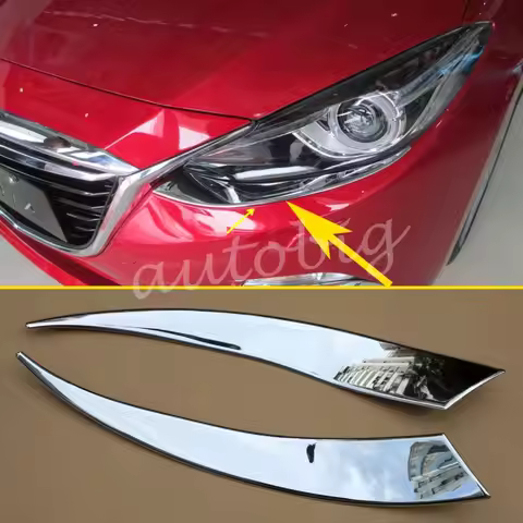 Chrome Styling Head Light Cover Front Lamp Eyebrow Trim FOR 2014 2015 2016 Mazda 3 Mazda3 BM Headlig