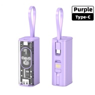 5000mAh Mini Power Bank Built-in USB Cable Portable Charging Powerbank External Spare Battery For iP