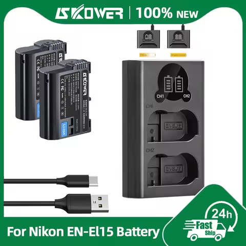 2520mAh EN-EL15 Battery for Nikon Camera D600 D610 D750 D800 D810 D850 D7000 D7100 D7200 D7500 Z5 Z6