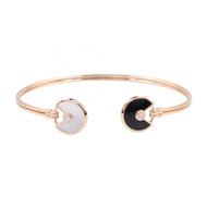 [มือสอง] กำไลข้อมือ Cartier Amulet ทำจากมุก โอนิกซ์ ขนาดข้อมือ 15.5 ซม. ทองคำชมพู K18PG ประดับเพชร