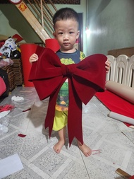 Nơ nhung đỏ đô khổng lồ trang trí noen lễ tết