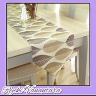 Long Patterned Tablecloth Size 160 cm 210 cm Elegant Table Runner - BROWN LEAF, 160 cm