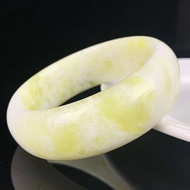 Natural Lantian Jade Bracelet Wide version Bangle  Xian Lantian Jade Flower Bracelet Wide Strip
