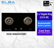 ELBA Built-In Glass Stove with 5 k.W EGH-K8842G(BK)/Elba Gas stove 5.0k.W EGHK8842GBK/ELBA Dapur Gas