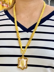 ชุดสร้อยคอ 5 บาท ข้อมือ 2บาท พร้อมจี้ ลายเกลียวเชือกโปร่ง แถมตลับใส่ทอง + ตะขอสำรอง ทองโคลนนิ่งเหมือ