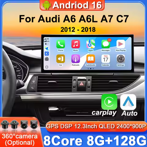 For Audi A6 A6L A7 C7 2012-2018 Android 16 12.3" Touch Screen Car Carplay Stereo Radio Auto Monitors