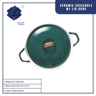 ULB-335DG CERAMIC CASSEROLE W/ LID DARK GREEN