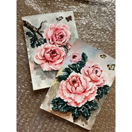 Flower Painting Pink Dobotan Watercolor Size 5x7 Inches 100-Pound Paper Framed In A Beautiful Decora