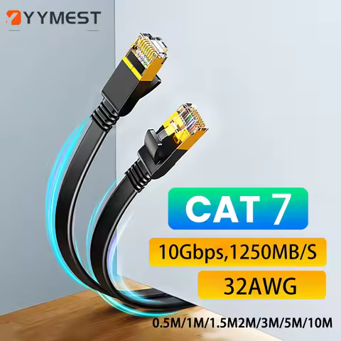 10Gbps Cat 7 Shielded Ethernet RJ45 LAN Network Cable Cat7 Flat Patch For Modem Router Loptop PC 0.5