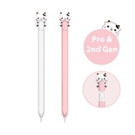 Cute Pencil Case Silicone Sleeve Cover Compatible for Apple Pencil Pro &amp; Pencil 2nd Generation - Cow Design