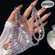UMISTYDREAM9IQ0 Wrist Strap, Hand-beaded Anti-Lost Phone Lanyard, Versatile Shiny Crystal Double Cha