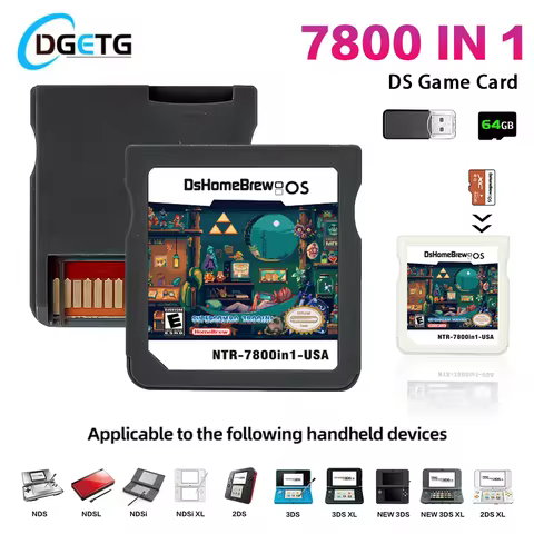 DS 7800 in 1 Video Game Card Memory Card SDHC Adapter With 64G TF Card For NDS NDSL 3DS XL 2DS XL Co