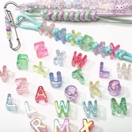 SOONA 10pcs Iridescent Beads, Phone Chain Mixed Color Letter Beads,  DIY Keychain Bag Charm Acrylic 