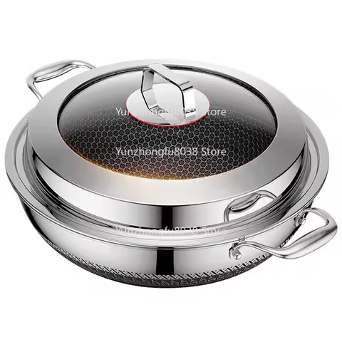 Best-selling Binaural 316 Stainless Steel Honeycomb Wok Induction Cooker Non-stick Wok