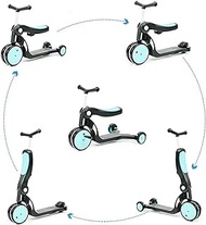 Kick Scooter for Kids, 5-in-1 Kids Kick Scooter, Adjustable Handlebars, Lightweight and Foldable Design with Push Bar to Assist Steering, Kids Balance Bike, Best for Learning Balance and Stability