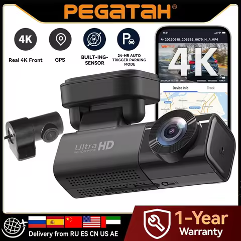 4G LTE Dashcam GPS Remote Connection Live-View 4K Dual Lens Car Camera 24/7 Parking Collision Warnin