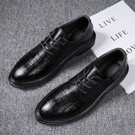 Bata 【 Quality】Men Casual รองเท้าหนังขนาดเล็กธุรกิจรองเท้าสีดำ Eu: 39-44