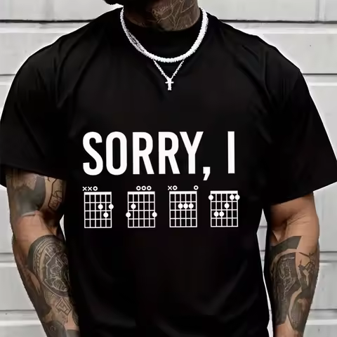 Sorry I DGAF Funny Guitar Chords Hidden Message Funny Guitar Music Men's Black T-Shirt New Men's Cas