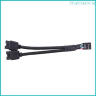 YIN 9Pin USB Header Female 1 to 2 Male Extension Cable Card Desktop 9-Pin USB HUB