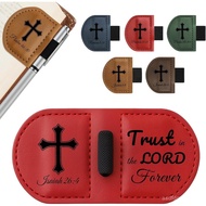 BygoneMarkPersonalizedMagneticLeatherBookmarkwithPenHolder-InspirationalBibleVerseScriptureDesign,Cu