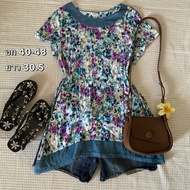Floral Shirt Blue Spicy: y2k Hippie Fairy Kokate Emo Boho Style Secondhand Clothes Forward