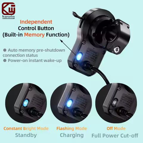 Kewig M37 Motorcycle Phone Holder 45W USB C Fast Charger Vibration Dampener Anti-Theft 720° Rotation