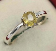 女士藍寶石戒指 黃色藍寶石飾品 送她的聖誕禮物 錫蘭石