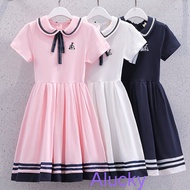 Kids Dress Baby Girl Princess Dress 5-13 Years Old Girl Preppy Style Short SleeveDress Summer Short 