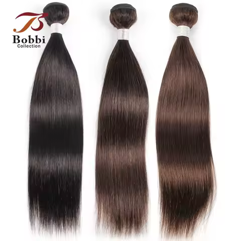 1 Bundle Black Brown Pure Colored 100% Human Hair Weave Bundles Extension 95(±5)gram Silky Straight