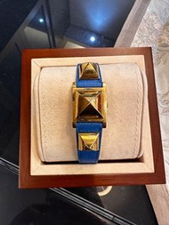 HERMES 愛馬仕手錶Medor ME1.210 鍍金 x 皮革藍色