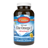 Carlson - Elite Omega-3 Gems, 1600 mg Omega-3s, Heart, Brain & Vision Support, Wild Caught, Orange, 