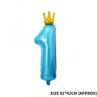 36吋藍色皇冠數字1氣球