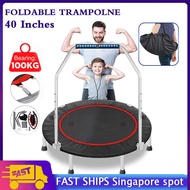 [Local Stock] Trampoline 40 Inch Folding Exercise With Armrest Indoor Fitness Aerobic High Jump Stability Training Tool