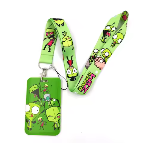 Invader Zim Art Cartoon Anime Fashion Lanyards Bus ID Name Work Card Holder Accessories Decorations 