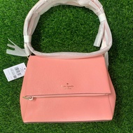 Tas KS Leila Medium Flap Shoulder Bag Pink Peachy Rose Leather Original Kulit