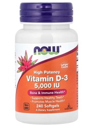 Vitamin D3 High Potency 5000 IU 240 Softgels NOW Foods วิตามินดี