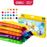 Deli SpongeBob SquarePants Series Plastic Crayon 12 / 24 Colors Waterproof Coating Oil Pastel EC220