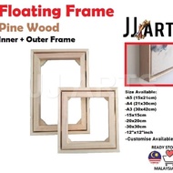 Floating frame  Pine Wood  Canvas cover/outer frame  Diy frame Customise frame frame hiasan
