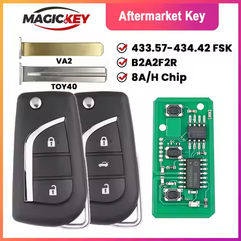 B2A2F2R 8A Chip 433.57-434.42 FSK Flip Car Remote Key Fob For Toyota Corolla Yaris Cross HV RAV4 202