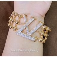 23K Titanium Luxury Big Elpi Crystal Gold Premium Bracelet