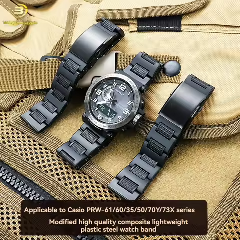 23mm For Casio Climbing Watch PRW-35Y/30/50/51Y PRW-61Y/60/70Y/73X Modified Lightweight Plastic Stra