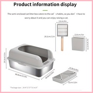 ∆ ✻ （Shipping from Manila）Cat litter box Stainless steel cat litter box 20L easy to clean