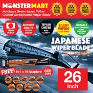 Autobacs Seven Japan Teflon Coat Aerodynamic Wiper Blade w/ 10 Adaptors 26 inch