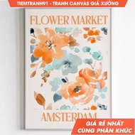 Wall painting, Amsterdam Travel Poster, Flower Market Poster, Maximalist Decor, Amsterdam, Eclectic.